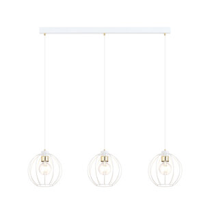 White pendant lamp with 3 white metal balls E27