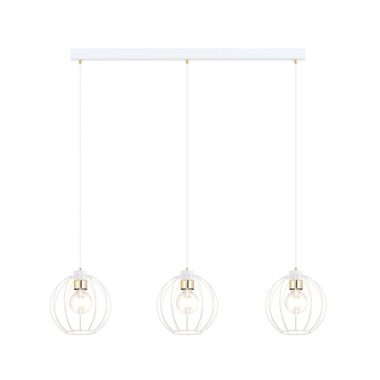 Suspension blanche avec 3 boules en métal blanc E27