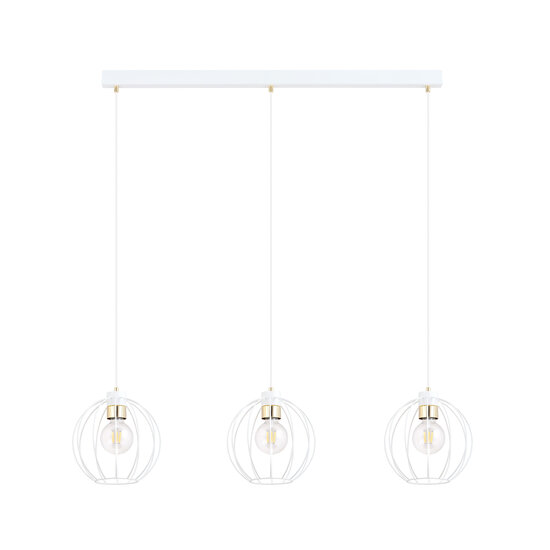 Weiße Pendelleuchte mit 3 weißen Metallkugeln E27