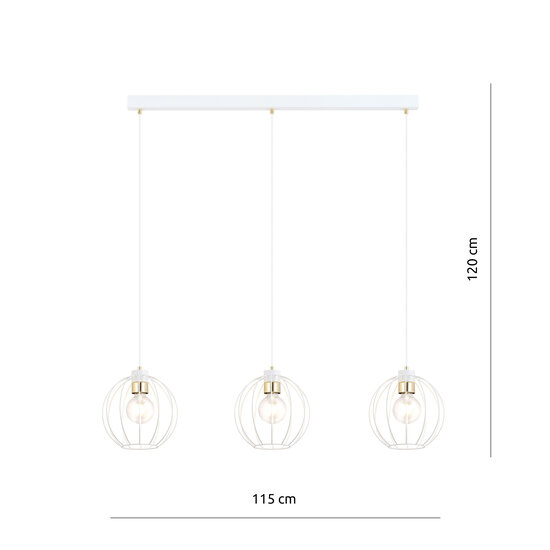 Weiße Pendelleuchte mit 3 weißen Metallkugeln E27