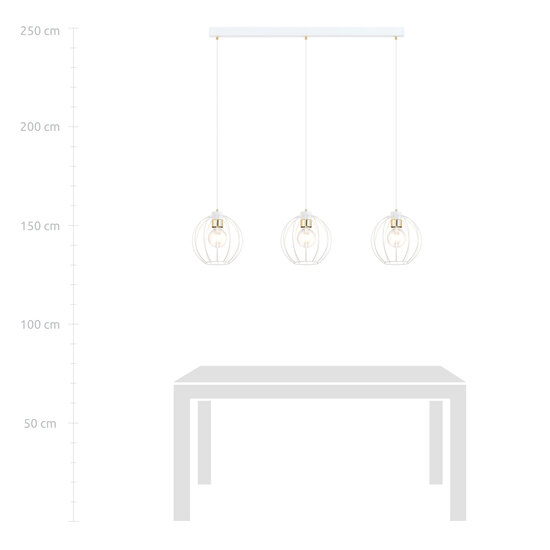 Weiße Pendelleuchte mit 3 weißen Metallkugeln E27