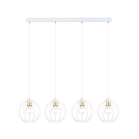 Lámpara colgante con 4 bolas blancas metal E27