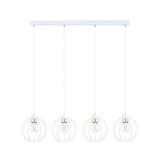 Lámpara colgante con 4 bolas blancas metal E27