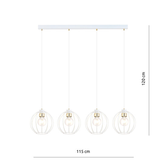 Hanglamp met 4 witte bollen metaal E27