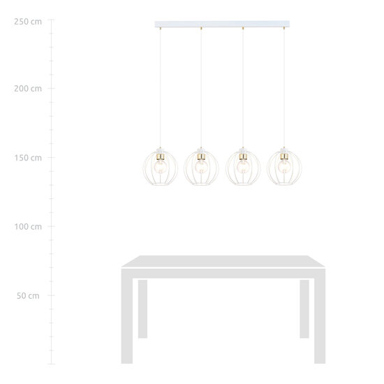 Hanglamp met 4 witte bollen metaal E27