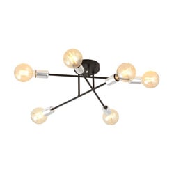 Emibig Ceiling lamp black with 6 arms silver E27 base