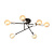 Ceiling lamp black with 6 arms silver E27 base