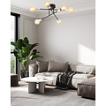 Ceiling lamp black with 6 arms silver E27 base