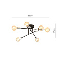 Ceiling lamp black with 6 arms silver E27 base