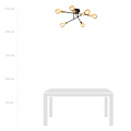 Black ceiling lamp with 6 arms and gold E27 connection