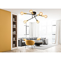 Black ceiling lamp with 6 arms and gold E27 connection