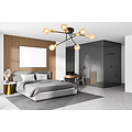 Black ceiling lamp with 6 arms and gold E27 connection