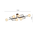 Emibig Emibig Lámpara de techo estrecha negra con 6 brazos, conector plateado E27 al final - Ideal para interiores rústicos