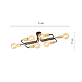 Narrow black ceiling lamp with 6 gold E27 connections