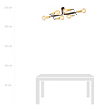 Narrow black ceiling lamp with 6 gold E27 connections