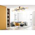 Narrow black ceiling lamp with 6 gold E27 connections