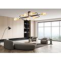 Narrow black ceiling lamp with 6 gold E27 connections