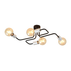 4 lamp ceiling fixture black with silver E27 connectors
