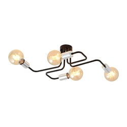 Emibig 4 lamp ceiling fixture black with silver E27 connectors