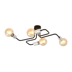 Emibig Plafonnier 4 lampes noir avec connecteurs E27 argentés