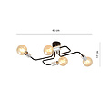 Emibig Emibig 4 lamp ceiling fixture black with silver E27 connectors - Perfect for any room