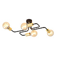 4 lamps black ceiling lamp with golden E27 connections