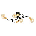 Plafonnier noir 4 lampes avec connexions E27 dorées
