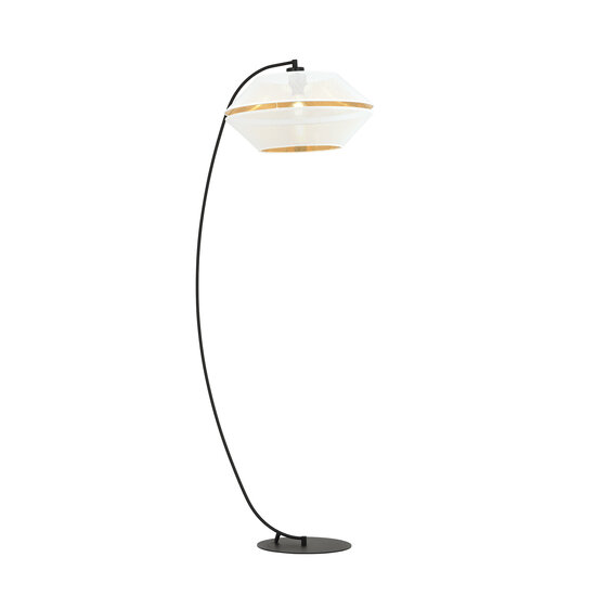 Emibig Emibig Lámpara de pie arco negra perforada excepcional E27 blanca y dorada - Ideal para interiores elegantes