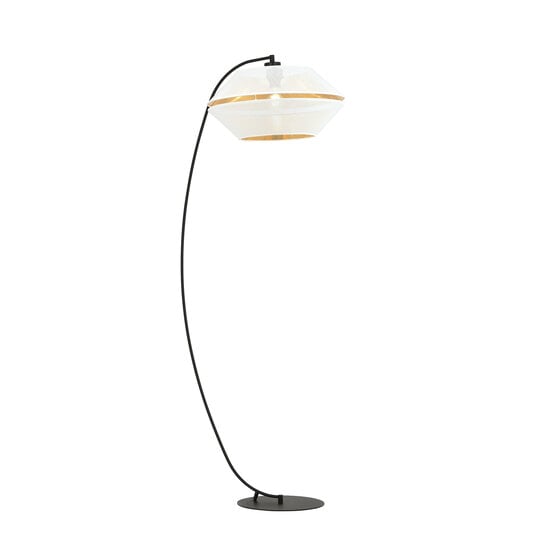 Emibig Emibig Lampe sur pied arc noire perforée exceptionnelle E27 blanche et dorée - Idéale pour des intérieurs élégants