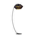 Schöne schwarze Bogenlampe mit Löchern, Stehlampe E27, Schwarz und Gold