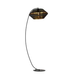 Preciosa lámpara de pie de arco negro con agujeros E27 negro y dorado