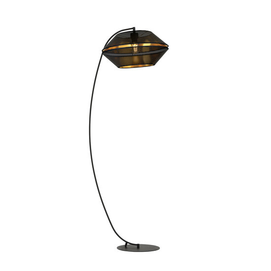 Emibig Emibig Belle lampe arc noire avec trous lampadaire E27 noir et or - Idéale pour une décoration intérieure élégante