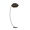 Schöne schwarze Bogenlampe mit Löchern, Stehlampe E27, Schwarz und Gold
