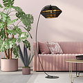 Beautiful black arc lamp with holes floor lamp E27 black and gold