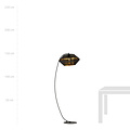 Schöne schwarze Bogenlampe mit Löchern, Stehlampe E27, Schwarz und Gold
