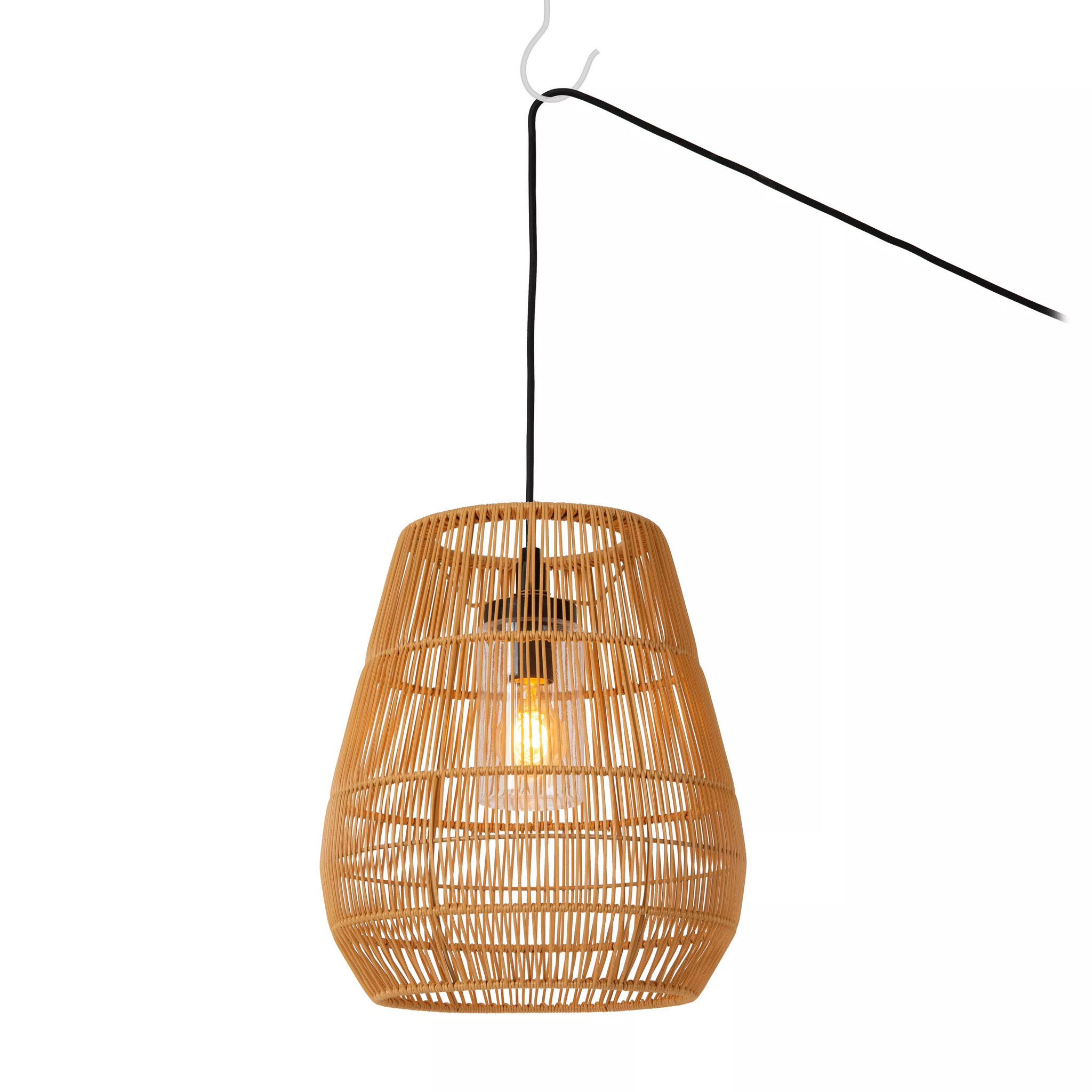 Draadloze Rotan Hanglamp Met Batterij En Afstandsbediening - Boho Lamp Zonder Stroom Voor Tuin, Patio, Woonkamer & Slaapkamer
