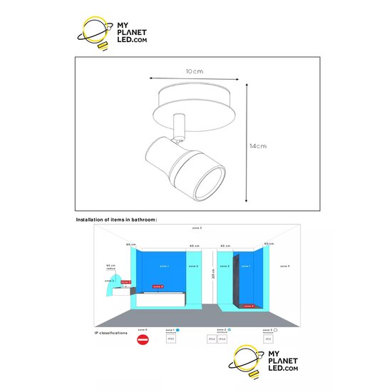 Plafonnier salle de bain LED blanc GU10 2x4,5W