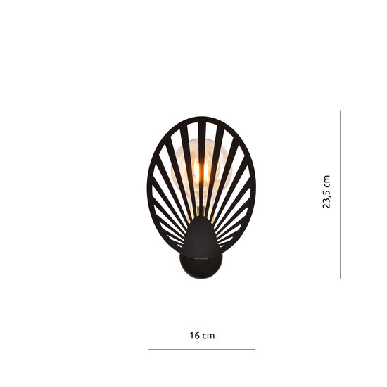Black mysterious wall lamp with bulb E27