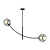 Hanglamp zwart met 2 gebogen armen en gerookte bollen E14