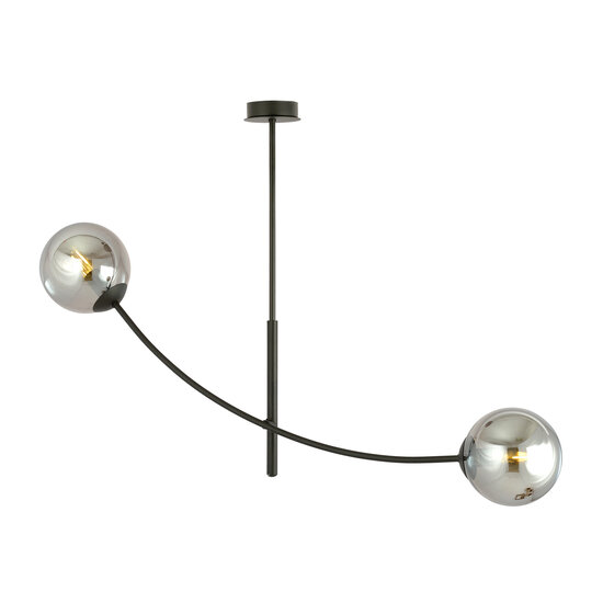 Emibig Emibig Lámpara colgante negra con 2 brazos curvados y bombillas ahumadas E14 - Perfecta para crear un ambiente acogedor