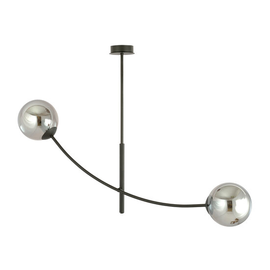 Emibig Emibig Hanging lamp black with 2 curved arms and smoked bulbs E14 - Perfect for creating a cozy atmosphere