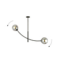Hanging lamp black with 2 curved arms and smoked bulbs E14