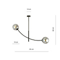 Hanging lamp black with 2 curved arms and smoked bulbs E14