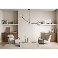 Hanging lamp black with 2 curved arms and smoked bulbs E14