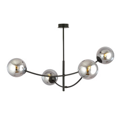 Emibig Black hanging lamp with 4 curved arms and smoked bulbs E14