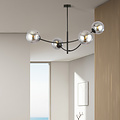 Black hanging lamp with 4 curved arms and smoked bulbs E14