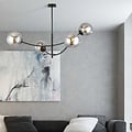 Emibig Schwarze Hängelampe mit 4 gebogenen Armen und rauchfarbenen Glühbirnen E14 - Ideal für eine gemütliche Atmosphäre