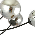 Black hanging lamp with 4 curved arms and smoked bulbs E14