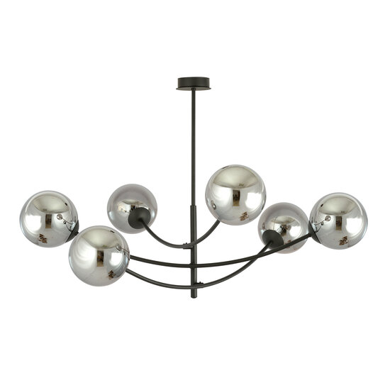 Emibig Emibig Lampe suspendue avec 6 bras courbés noirs et ampoules fumées E14 - Créez une ambiance chaleureuse dans votre espace