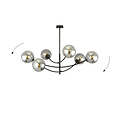 Pendant lamp with 6 curved arms black and fumed bulbs E14